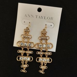 Ann Taylor gold & crystal statement earrings NWT